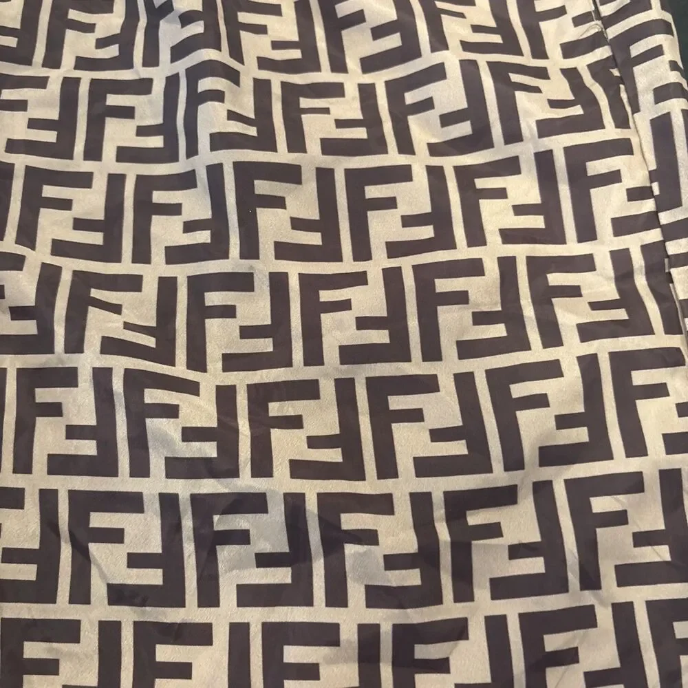 Vintage 90s Fendi Ittierre Era SwimmingShorts Zucca Monogram Print Italy Brown